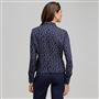 Long Sleeve Tie Front Blouse, Admiral Navy & White, small