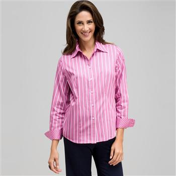 Striped Button Down with Pot Dot Cuffs, Lavender Multi, large