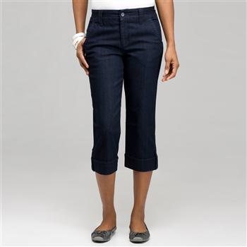 5 Pocket Cuffed Capri (Plus), Rinse Wash New, large