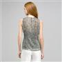 Sleeveless Pleated Top., White & Black, small