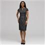 Dart Dress With Velvet Trim, Black & White, small